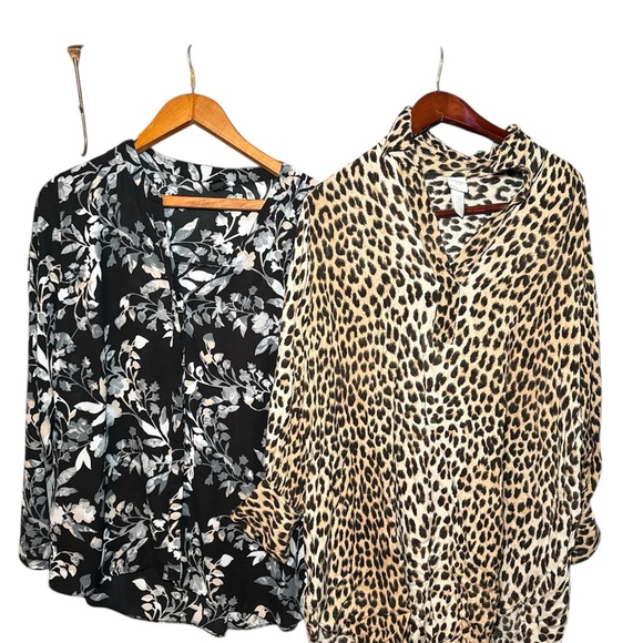 H&M Leopard and Simply Emma Floral Plus Size Women's Tops Bundle Lot Size 2X - Picture 1 of 8
